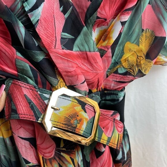 Tropical Kimono Chiffon Romper - Picture 8 of 10